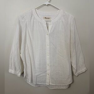 NWT Madewell Shimmer Stripe White Peasant Top